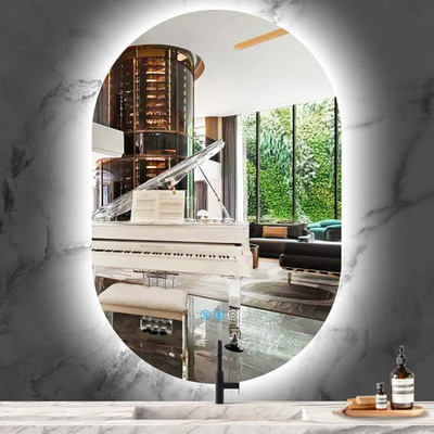36'' Oval Backlit Vanity Mirror - 3 Color Brightness, Antifog, Mountable