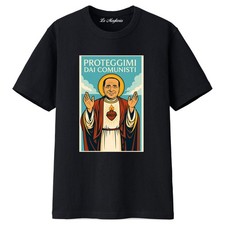 Maglietta simpatica SAN SILVIO BERLUSCONI "Proteggimi dai Comunisti" Idea regalo