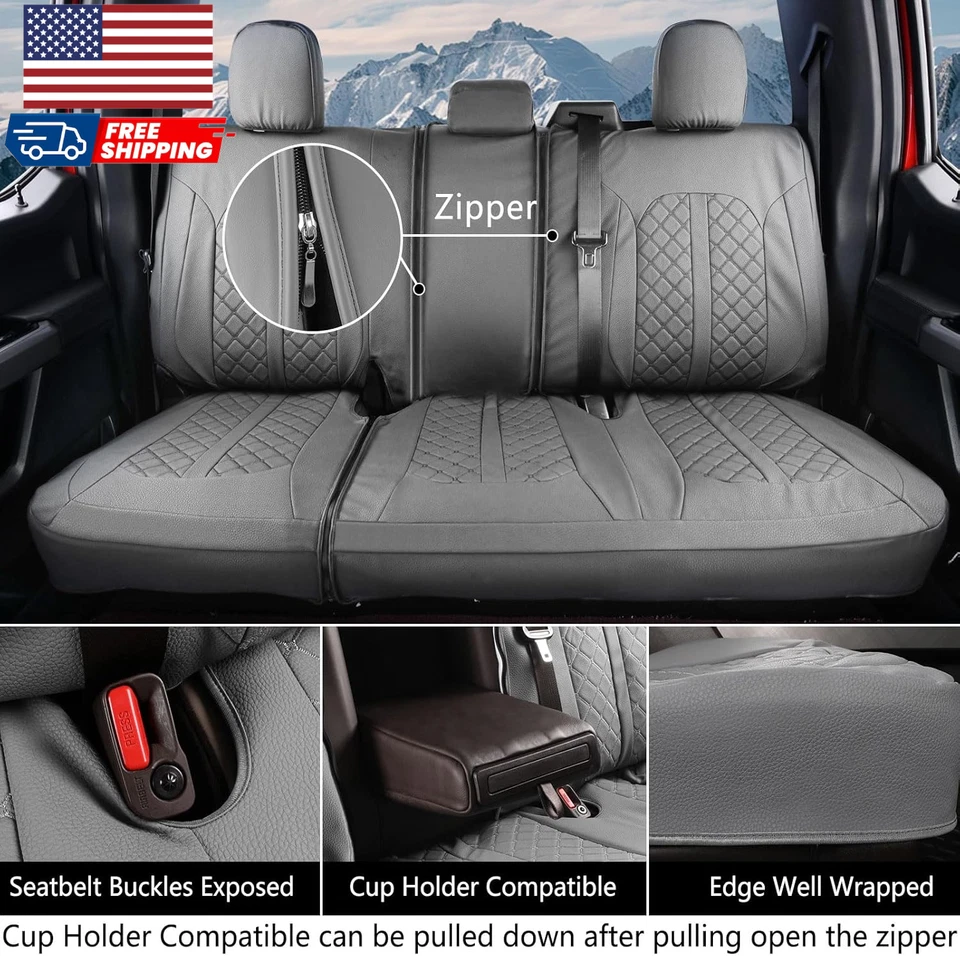 Fundas de asiento de cuero para Chevy Silverado 1500 Funda de asiento de coche apta para 2007-2013 Foto 3 de 4