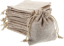 20Pcs Small Burlap Gift Bags, 2.7 X 3.5 Inch Linen Brown Small Burlap Bags with