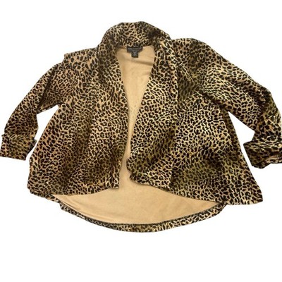 Connected Apparel Leopard Print Open Front Shawl Collar Jacket Size S