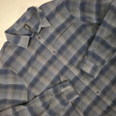 Lululemon Masons Peak Button Down Flannel Mens XL Blue Gray Plaid Long Sleeve