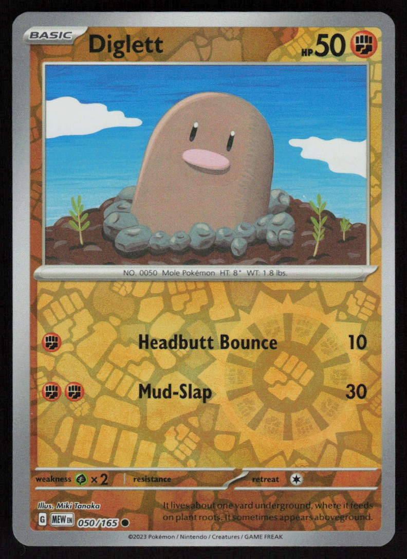 Diglett 50/165 Reverse Holo: 151 Pokemon TCG Near Mint