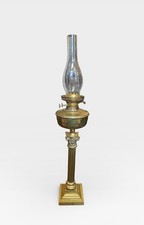 Antique Brass Table Oil Lamp Column Form c.1880–1910