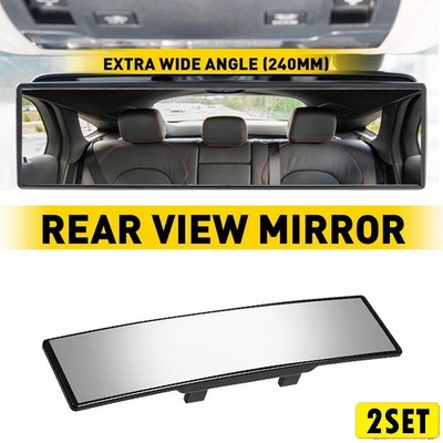 2Set Car Universal 240MM Rear View Wide Angle Convex Clear Rearview Mirror Click
