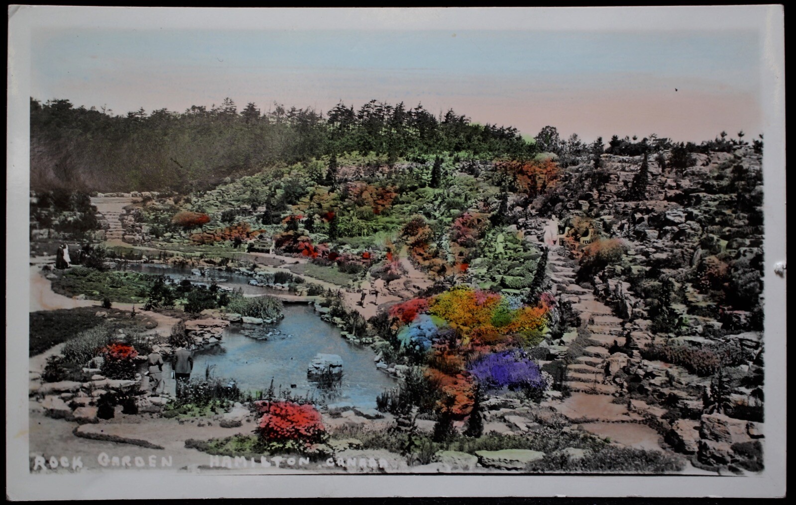 RPPC ROCK GARDER HAMILTON, CANADA - HAND COLOURED - UNUSED