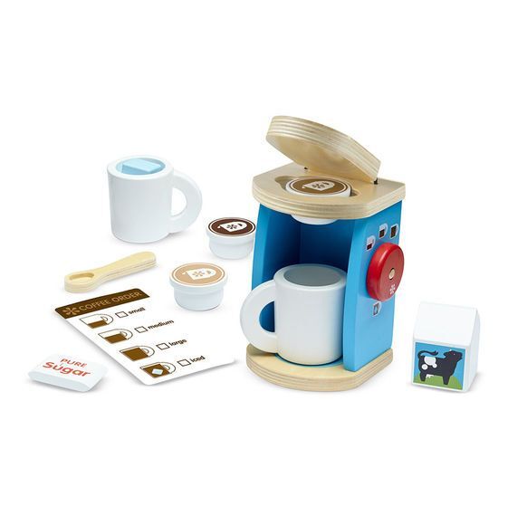 Melissa & Doug Wooden Brew & Serve Coffee 11 Piece Pretend Play Set NEW