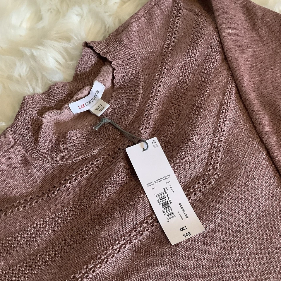 Suéter para mujer Liz Claiborne cuarzo rosa femenino casa de campo talla XXLT -NUEVO CON ETIQUETAS Foto 4 de 4