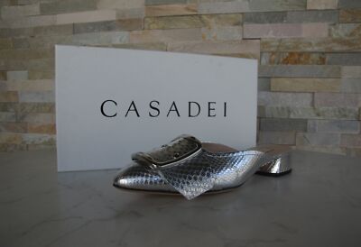 Casadei EU 35 37 38 39 Sabots Mules Sabots Sandalen silber ehem UVP 535  
