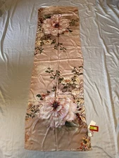 Women Pastel Pink Silk Shawl Scarf Large Floral Print 65”x21” Made In China NWT