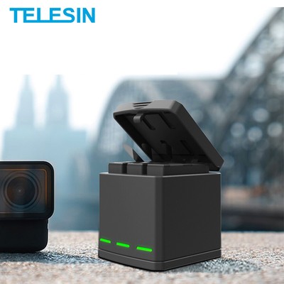 Telesin For Gopro Hero 8 7 6 5 3 Slots Travel Charging Battery Charger Storage Ebay
