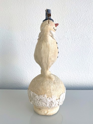 13" Ivory Beige Glitter Snowman Christmas Ornament Holiday Collectible Figurine - Picture 4 of 9