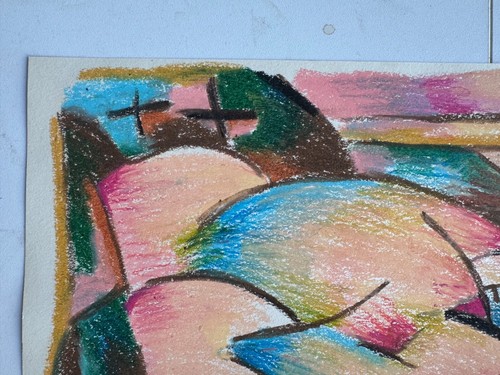 Vintage Abstract Outsider Art Figure Paper Postmodern 9x12 - Picture 8 of 12