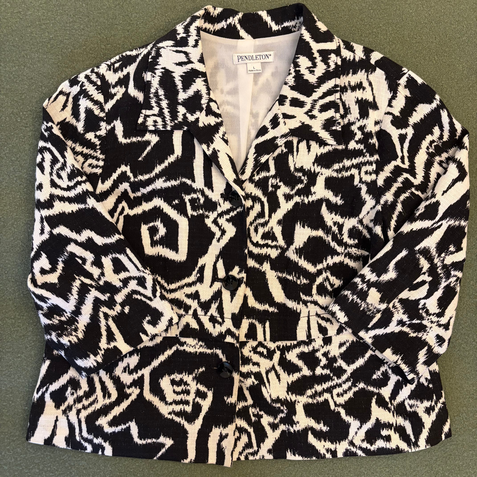 Pendleton Blazer Womens Size Large 3 Button Black… - image 15