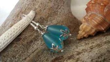 Made in Hawaii, Turquoise Bay Blue sea glass earrings, Teardrop Earrings,