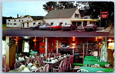Vintage Postcard Lincolnville Beach ME Maine The Beach Inn Restaurant Dual View