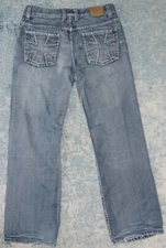 Flypaper Wide Leg Jeans 28x29 Embroidered Cross Pockets Juniors 16 Men's Denim