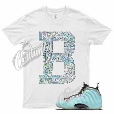 White BLESSED T Shirt for Mixtape Little Posite Copa Foamposite Fusion Red 