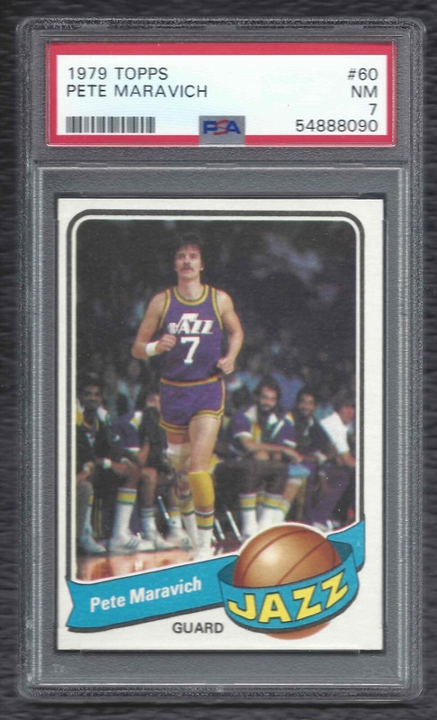 1979-80 Topps Pete Maravich Vintage Basketball Card #60 Utah Jazz HOF - PSA 7 NM