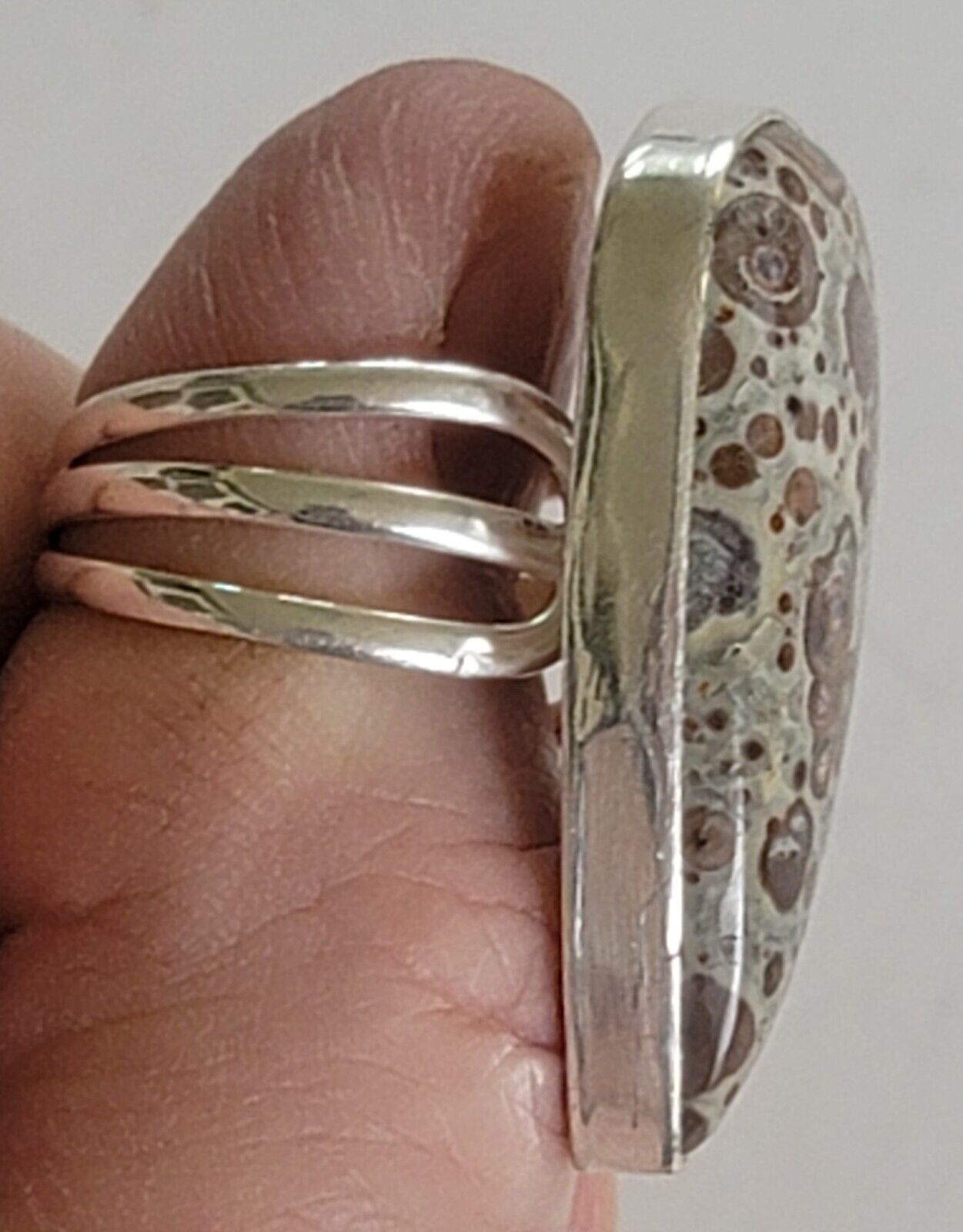 Huge Vintage Navajo Sterling Silver Jasper Ring S… - image 5