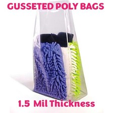 1.5 Mil Expandable Gusseted Poly Bags Clear Polyethylene Multiple Sizes LDPE