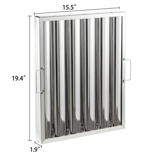 Ginkman Commercial 6PCS 15.5"W x 19.4"H Stainless Steel Hood Filters for Kitchen - Picture 2 of 9