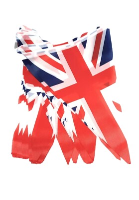 8 Meter lange Union Jack UK DREIECK STOFF Fahnen Wimpelkette.