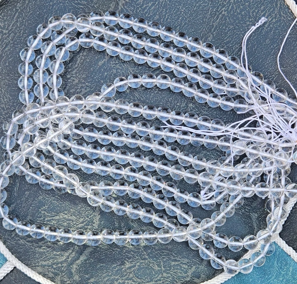 🔥Cuentas de cuarzo transparentes 1-3 hebras piedra real redonda lisa 6 mm 8 mm 10 mm 12 mm Foto 3 de 4