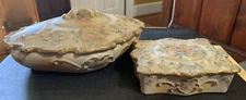 RARE Vintage Beckwith 2 Piece Hand Painted Floral  China Trinket Dishes