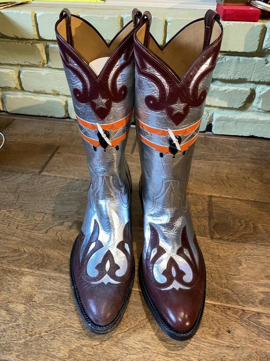 Gorgeous CUSTOM HAND MADE CAVAZOS BOOTS OF MERCEDES LEATHER BOOTS Tooled Plane