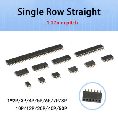 1.27mm Pitch Buchsenleiste Weiblich Einreihige PCB Pin Header Stecker 1*2P~1*50P
