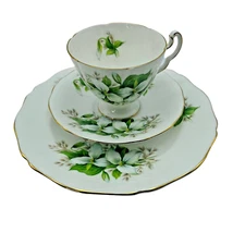 Royal Adderley 3 pc Cup Saucer Plate Trio "TRILLIUM" Canadian Provincial Flowers