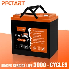 12V 50Ah Lithium Battery LiFePO4 3000+ Deep Cycle BMS for Home RV Off-grid Solar