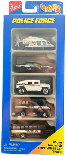 Vintage 1996 Hot Wheels Police Force 5-Pack #17461 Law Enforcement NEW - 第 1/2 張圖片