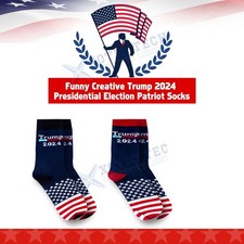 2 Pares 2024 Donald Trump Presidente KEEP AMERICA GREAT US Bandera Algodón Calcetines Regalo