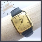 Seiko 6030-5150 Watch Quartz Men'S Square Gold Dial New Battery W55
