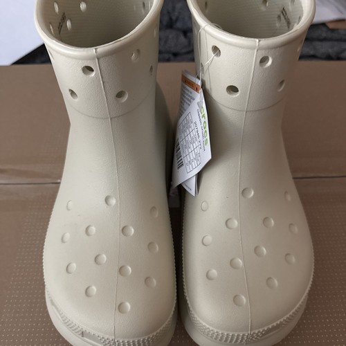 Crocs Classic Crush Rain Boots Bone Women's Size 8 Unisex NEW