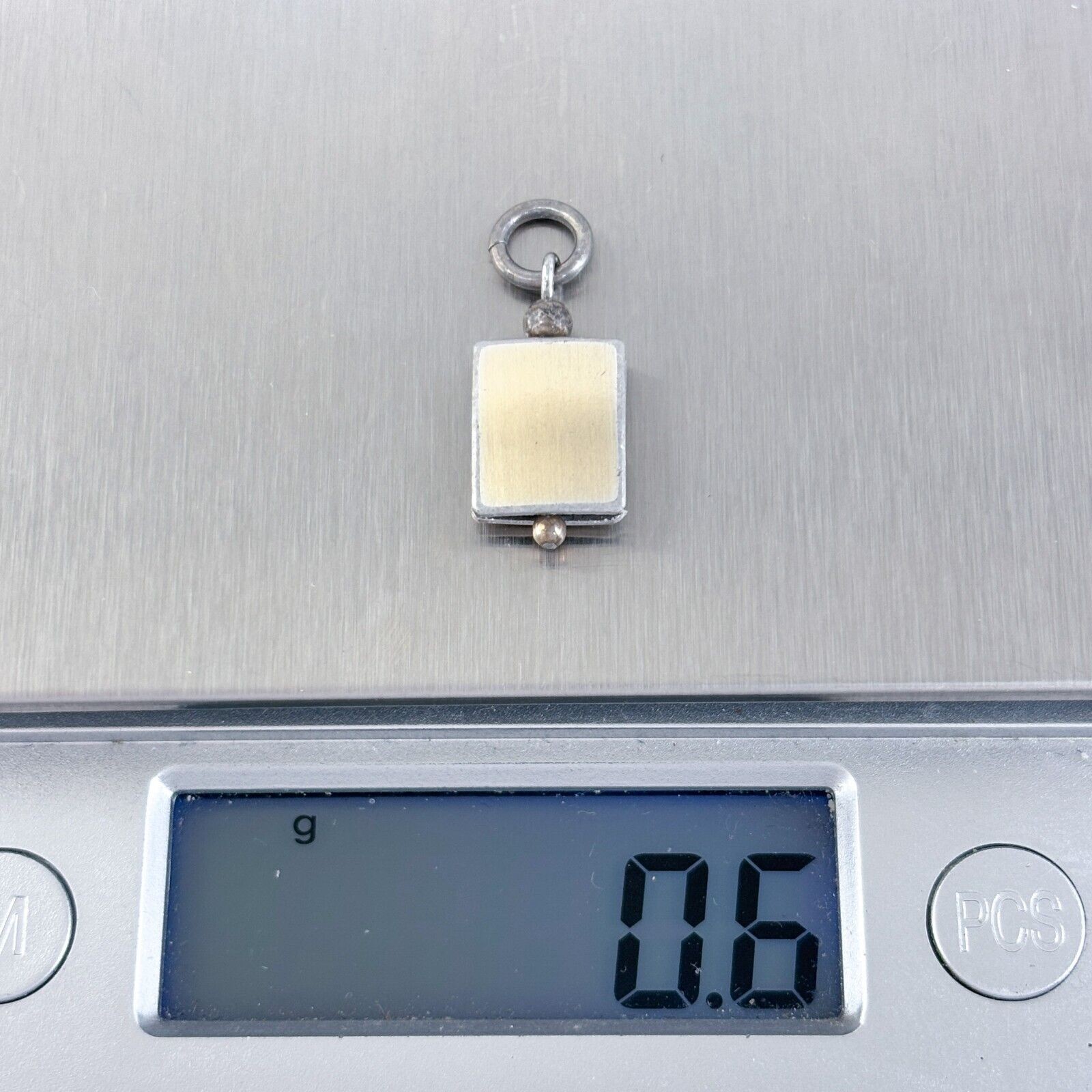 Estate Silver Tone Rectangular Charm Pendant - image 5