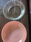 Vintage 6" Pink Bowl & 6" Inch Pyrex Clear Glass Bowl