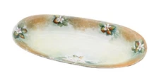 Antique Hand Painted Made in Germany Floral Porcelain Oval Serving Dish