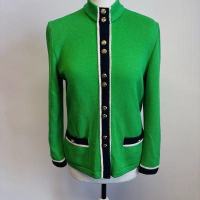 St John Strickjacke US Größe 4 UK Größe 8 grün Strick Statement Knöpfe Made in USA