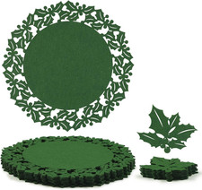 Noctiflorous round Felt Placemats with Coasters Set of 6 Diameter 13 Inch Non Sl