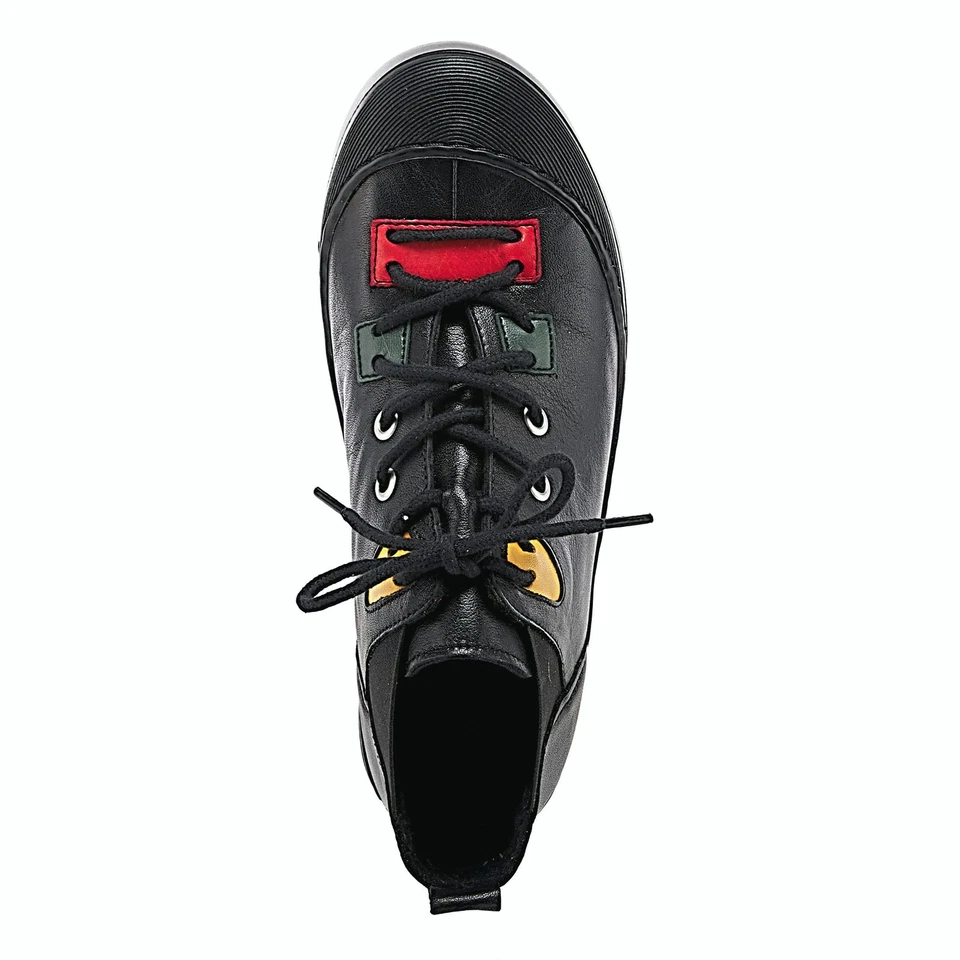 SPRING STEP CHERLY BLACK SOFT COMFY LEATHER LACE UP BOOTIE WITH COLOR ACCENTS 5M - Image 3 of 4