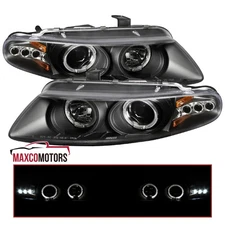 Black Projector Headlights Fits 1997-2000 Dodge Avenger LED Halo Lamps L+R 97-00
