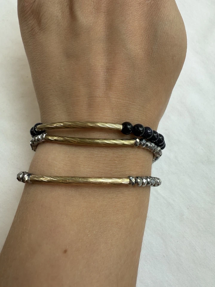 三件套全新金色串珠弹力手链  — 第 2/4 张图片