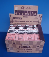 NOS VTG 1959 Evenflo Sure Seal LATEX Preemie Baby Nipples STORE DISPLAY 12 LOT