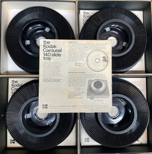  4 Kodak Carousel 140 Slide Trays With Original Boxes and Instructions