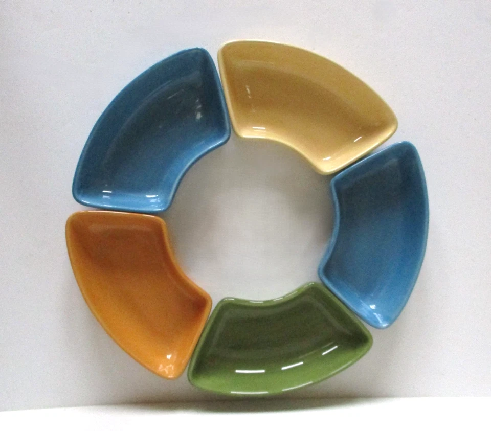 POTTERY BARN Colorful Serve Sausalito 5 Dip / Sauce Trays Assorted Colors - Image 3 of 4