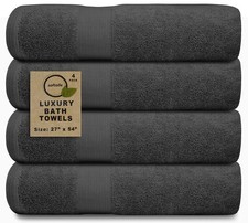 4 PCS Luxury Bath Towel Set 27x54 Inch Super Soft Highly Absorbent Grey Spa