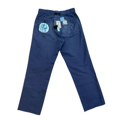 Dickies 874 Original Fit Work Pants Navy Blue Patched Distressed Mens Size 31